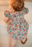 Infant Girl's Purple Calico Floral Bubble Romper