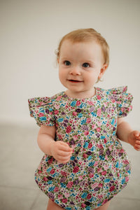 Little Girl's Purple Calico Floral Twirl Dress