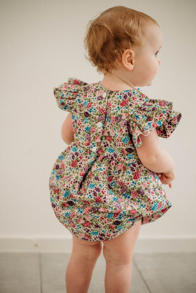 Little Girl's Purple Calico Floral Twirl Dress