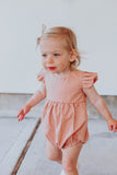 dusty rose pink first birthday outfit