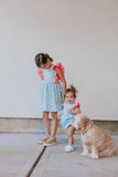 Infant Girls Aqua and Pink Sushi Print Themed Bubble Romper