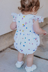 Infant Girls White Confetti Tulle Bubble Romper