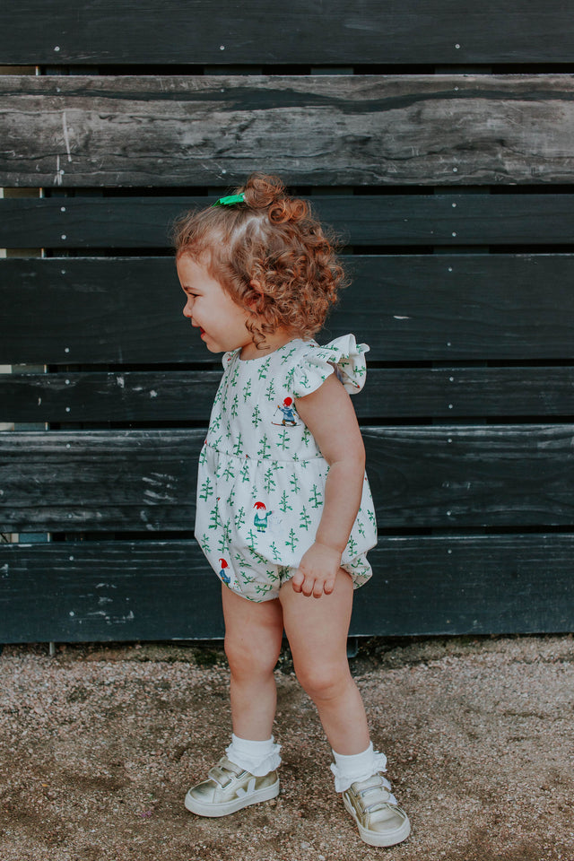 Infant Girl's Christmas Gnome Print Bubble Romper