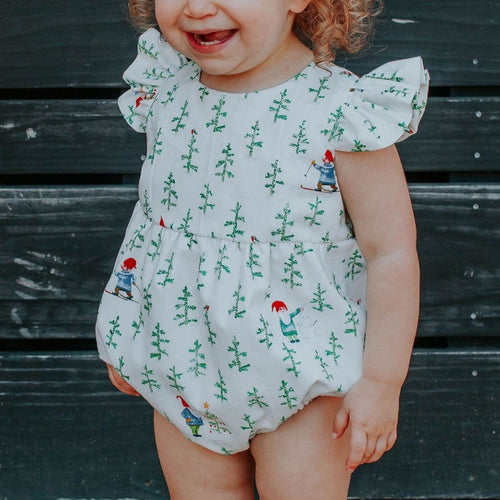 Infant Girl's Christmas Gnome Print Bubble Romper