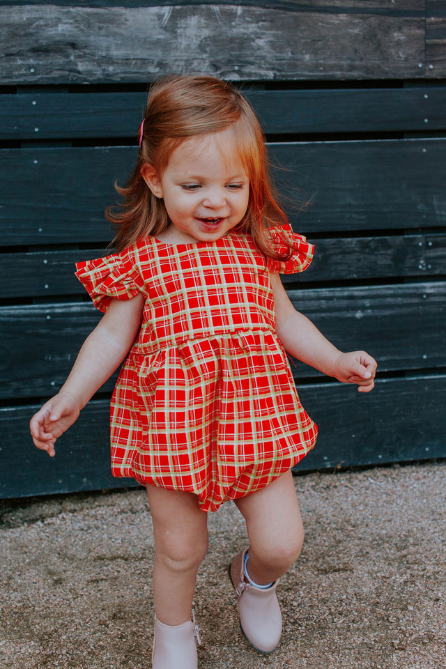 cute tartan print christmas outfit for baby