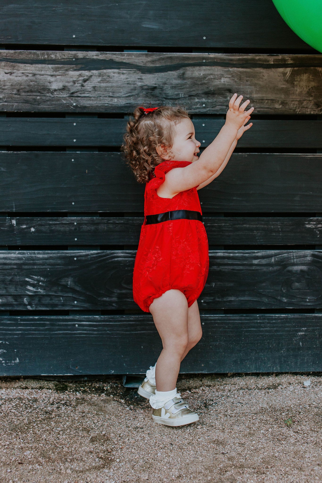 Infant Girl s Red Lace Bubble Romper with Black Satin Sash 6 12 Months Red