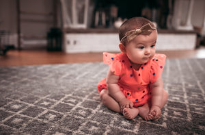 Infant Girl's Coral Orange Tulle Confetti Polka Dot Bubble Romper
