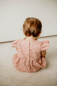 infant girls blush pink and white flower romper