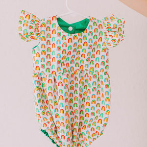 Infant Girl's Kelly Green Rainbow Bubble Romper