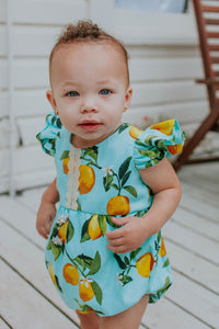 lemon themed first birthday outfit