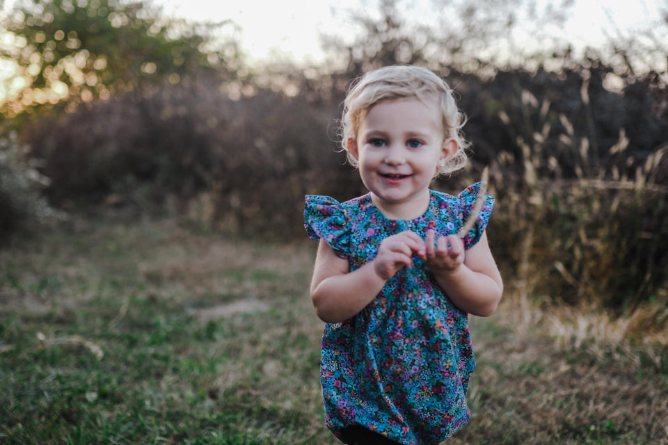 infant girl's multicolor floral bubble romper