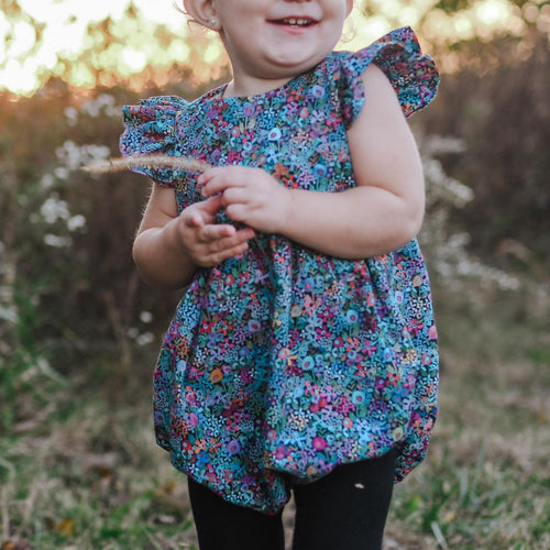 multicolor floral bubble romper