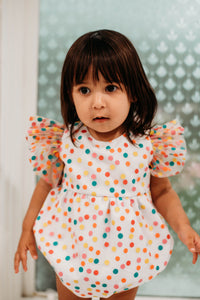 Infant Girl's Multicolor Rainbow Confetti Tulle Bubble Romper