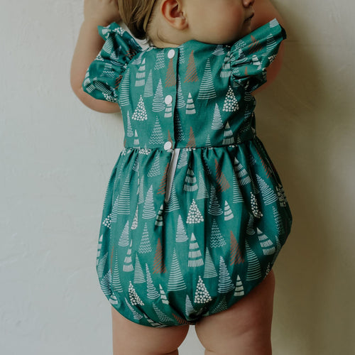 infant girls muted hygge christmas tree romper