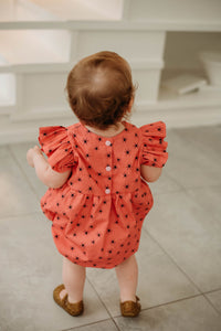 Infant Girl's Pink and Black Spider Print Halloween Bubble Romper