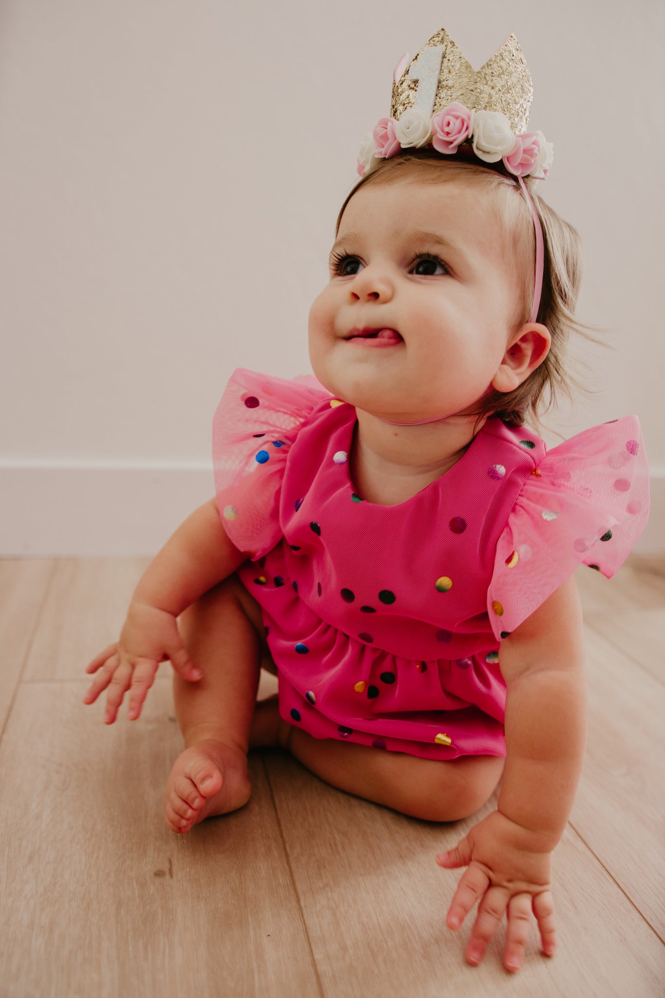 Infant Girl s Pink Confetti Tulle Bubble Romper cuteheads