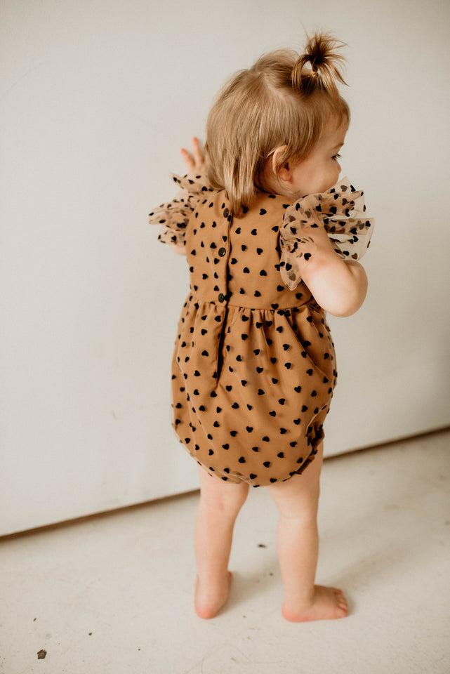 little girls brown and black muted valentines day outfit