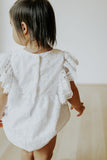 Infant Girl's White Lace Scallop Trim Scallop Trim Bubble Romper