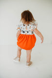Infant Girl's Green and Orange Dog Print Christmas Bubble Romper