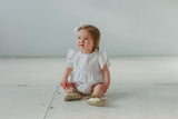Infant Girl's White Eyelet Ruffle Sleeve Romper