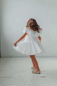 little girl's white eyelet boho ruffle Summer dress