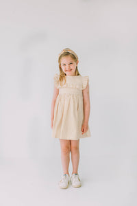 little girls mustard yellow polka dot dress for easter