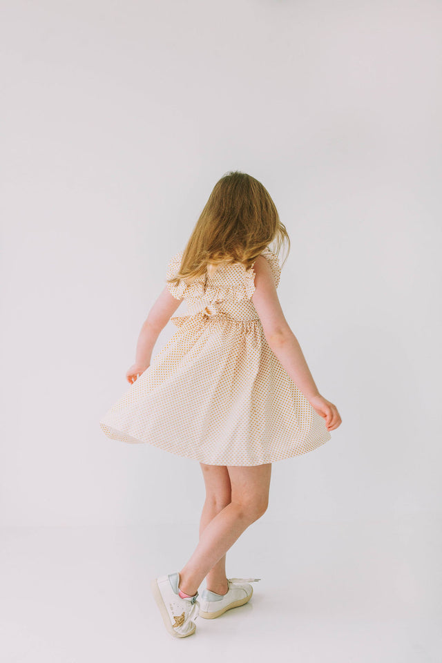 little girls yellow polka dot ruffle dress