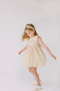 little girls yellow polka dot ruffle dress
