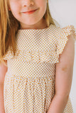 little girls yellow gold polka dot ruffle collar dress
