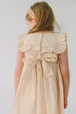 Little Girl's White and Yellow Gold Polka Dot Ruffle Collar Dress