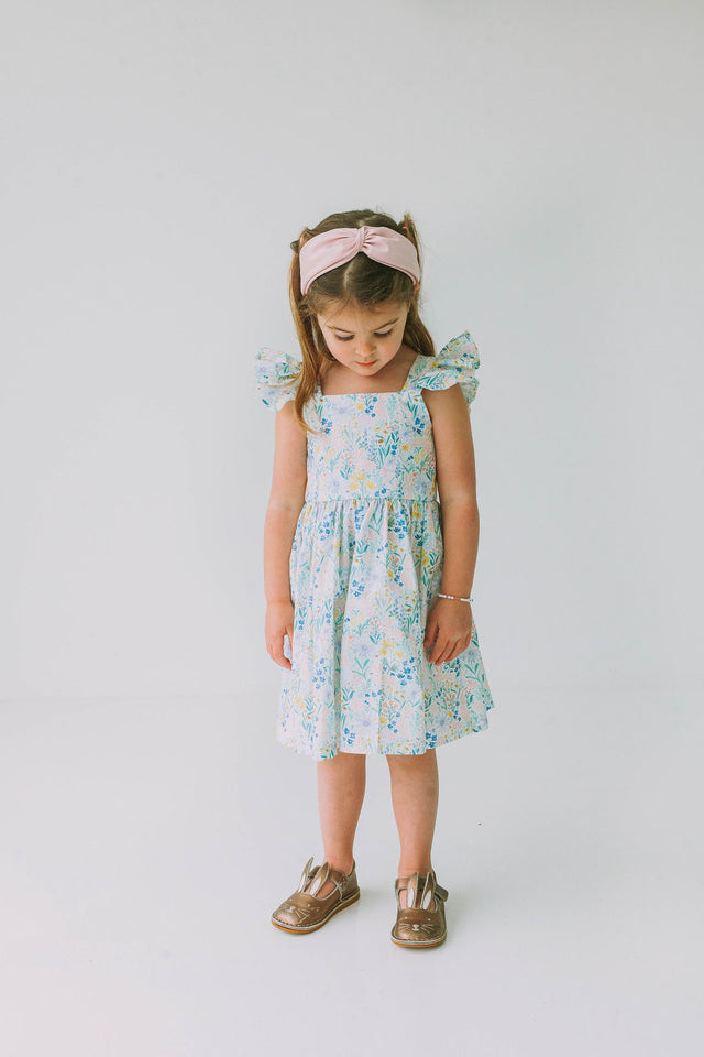 pastel easter bunny flutter sleeve dress