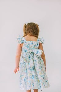Little Girl's Pink and Blue Pastel Bunny Print Easter Dress