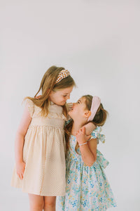 Little Girl's Pink and Blue Pastel Bunny Print Easter Dress
