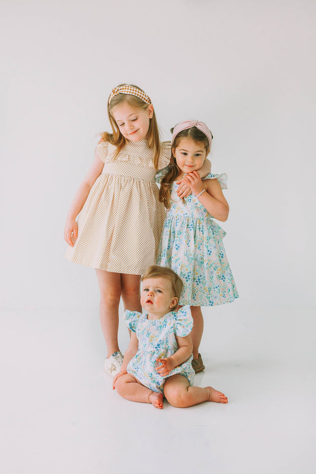 Little Girl's Pink and Blue Pastel Bunny Print Easter Dress