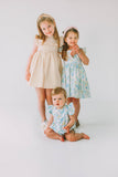 Little Girl's Pink and Blue Pastel Bunny Print Easter Dress