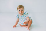 Little Girl's Pink and Blue Pastel Bunny Print Easter Dress