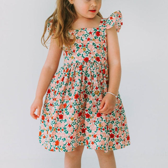 little girls ditsy floral twirl dress