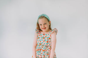 Little Girl's Pink Red and Gold Floral Twirl Dress