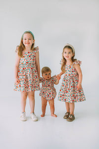 little girls matching floral outfits