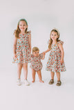 Infant Girl's Pink Red and Gold Floral Bubble Romper