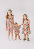 Infant Girl's Pink Red and Gold Floral Bubble Romper