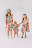 Infant Girl's Pink Red and Gold Floral Bubble Romper