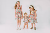 Little Girl's Pink Red and Gold Floral Twirl Dress
