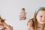 Little Girl's Pink Red and Gold Floral Twirl Dress
