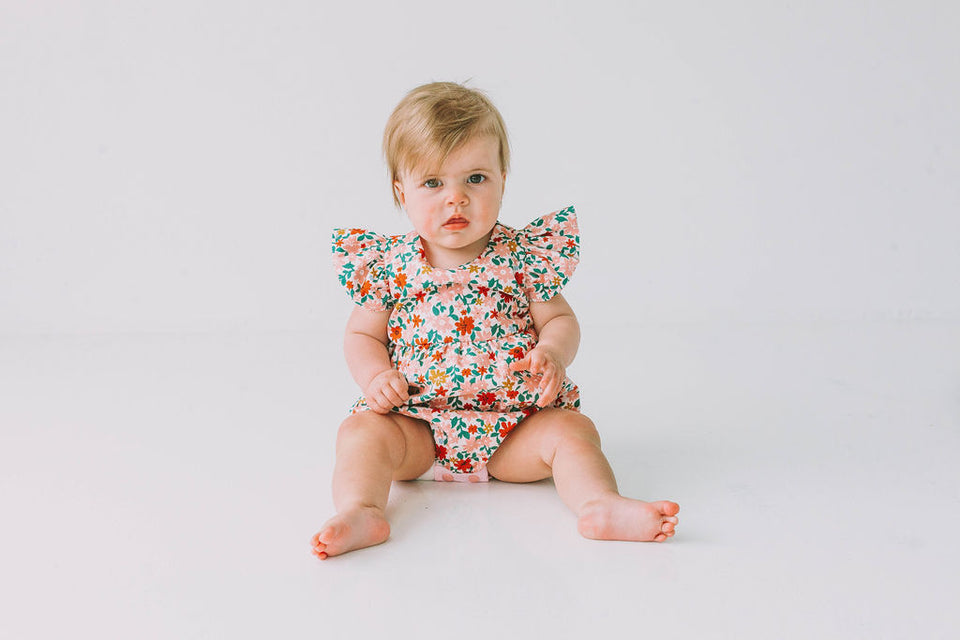 red and pink floral outfit for babies