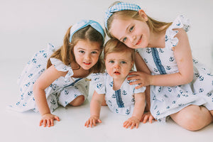 little girls navy and white nautical anchor dress