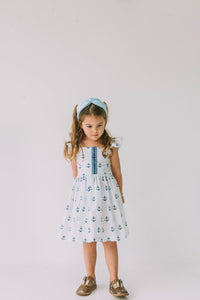 little girls navy and white nautical anchor dress