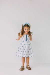 little girls navy and white nautical anchor dress