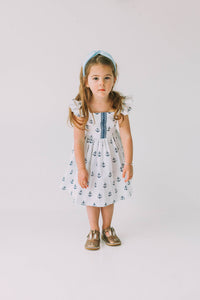little girls navy and white nautical anchor dress
