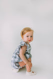 Infant Girl's Gray and White Plaid Bubble Romper